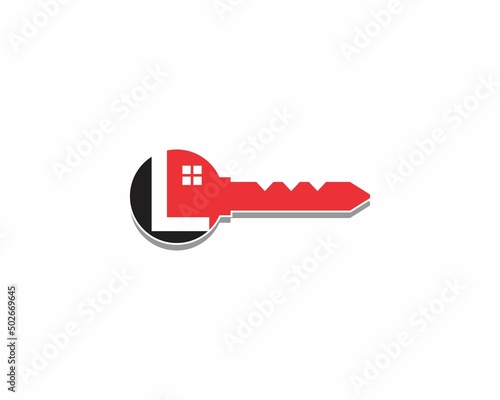 Key With Negative Space Letter L Logo Icon 001