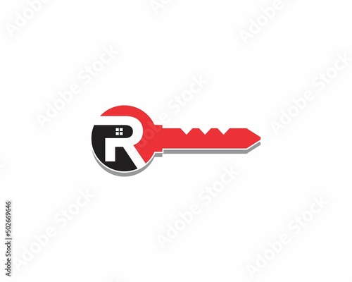 Key With Negative Space Letter R Logo Icon 001