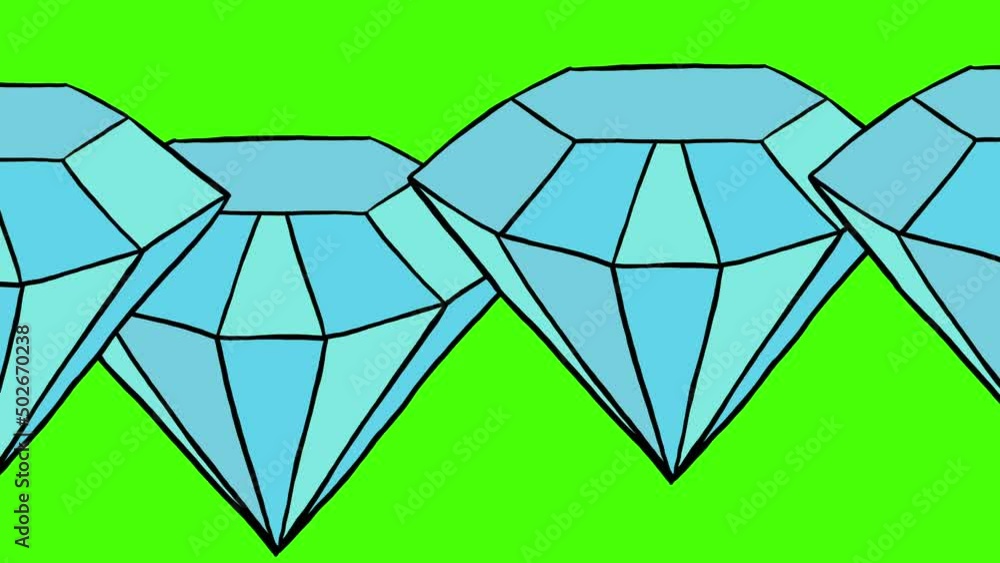 Diamonds Passing Loop Green Screen Animation Hand Drawn Diamonds Passing Loop Green Screen Animation Hand Drawn