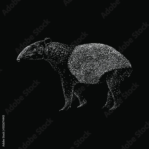 tapir hand drawing vector illustration isolated on black background