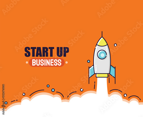 vector business start up with rocket launch concept. vector illustration. vector business. can be used for banners, wallpapers, business purposes, and backgrounds