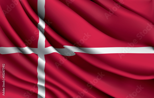 denmark national flag waving realistic vector illustration photo