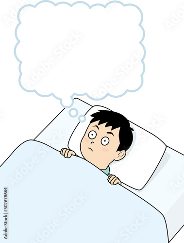 ベッドで不眠な男性