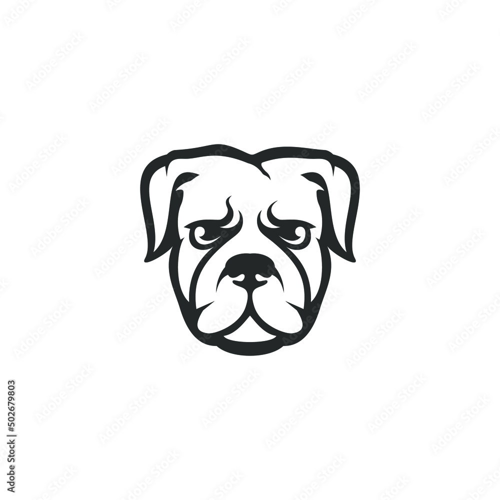 english bulldog portrait vector stock illustration