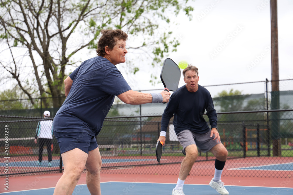 pickleball mixed doubles action