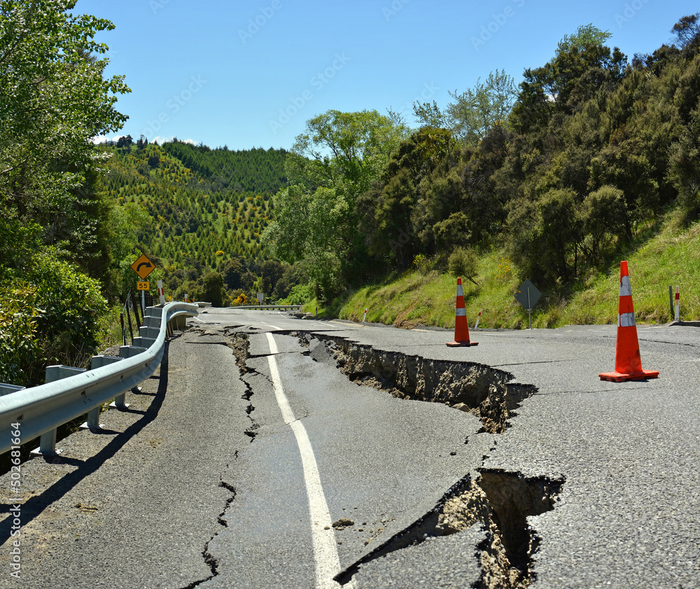 Earthquake - Massive highway cracks. Earthquake - Massive highway cracks.