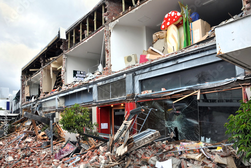 Earthquake - Retail Shops Destroyed. photo