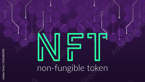 Foto NFT concept, blockchain technology, cryptocurrency