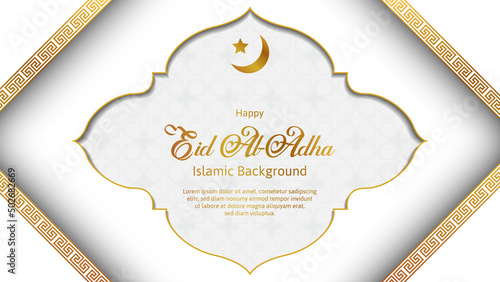 luxury happy eid Al-adha islamic background. greeting card template design. islamic vector illustrator