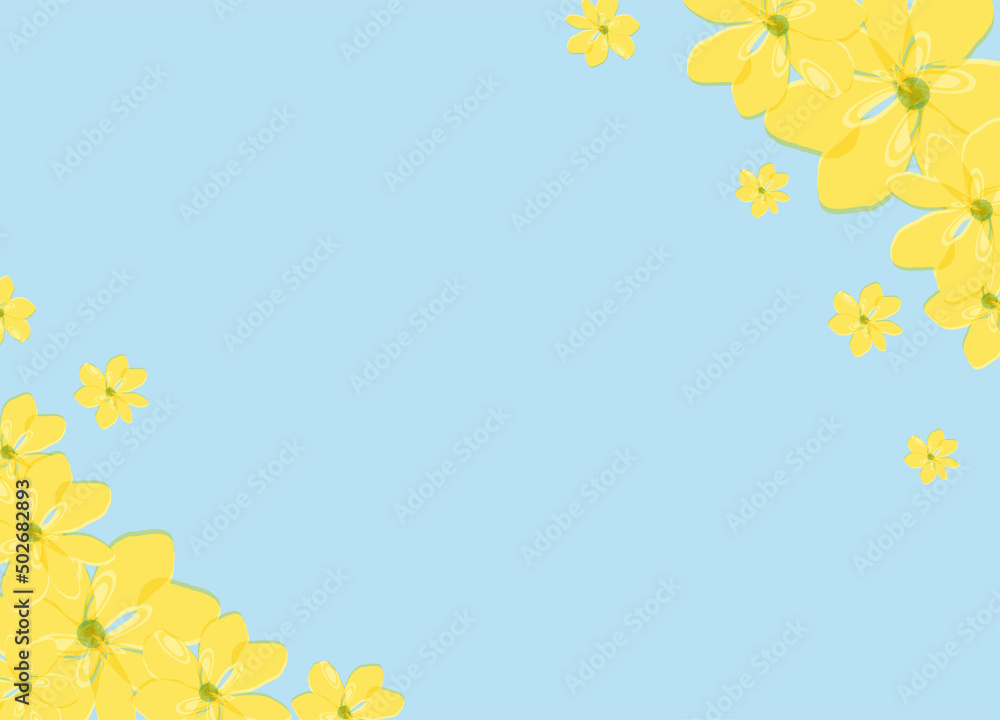 トロピカル風　黄色花の壁紙