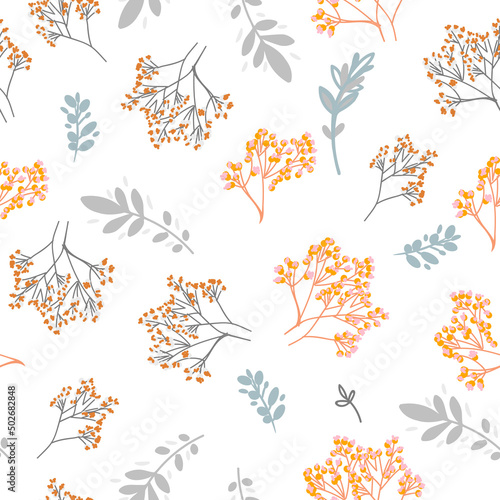Floral vector rustic pattern with flowers for textile