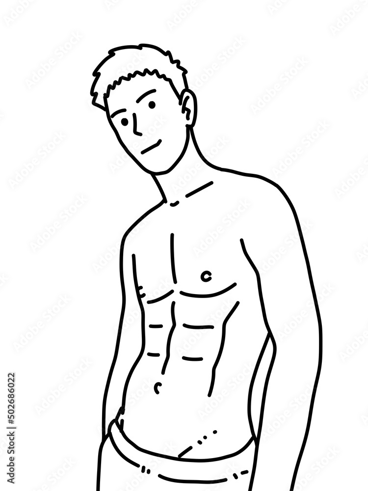 Fototapeta premium black and white of cute man cartoon for coloring