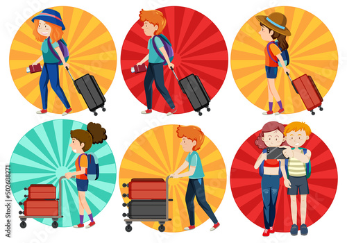 Different tourist simple characters set