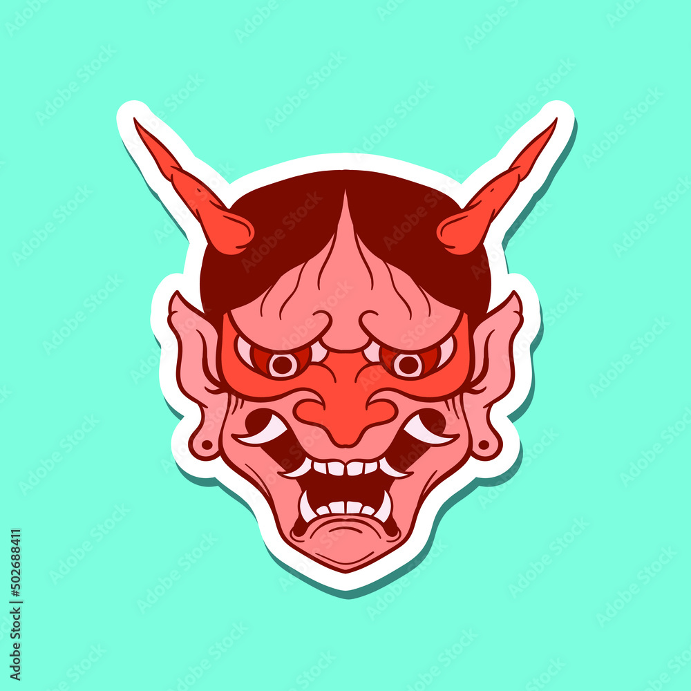 Fototapeta premium hand drawn devil face vintage doodle illustration for tattoo stickers poster etc