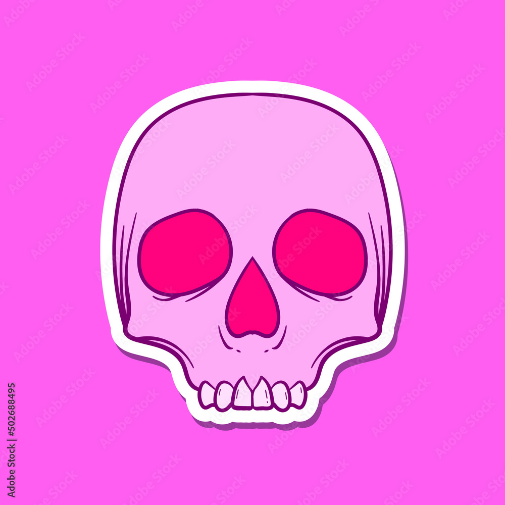 Fototapeta premium hand drawn skull doodle illustration for tattoo stickers poster etc