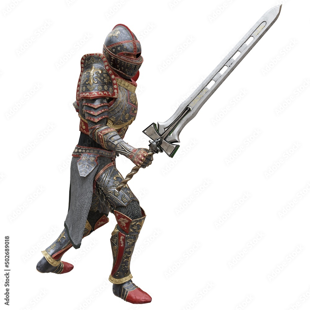 Medieval knight in armor isolated white background 3d illustration Medieval knight in armor isolated white background 3d illustration