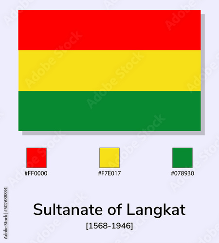 Vector Illustration of Sultanate of Langkat flag isolated on light blue background. As close as possible to the original. ready to use  easy to edit.