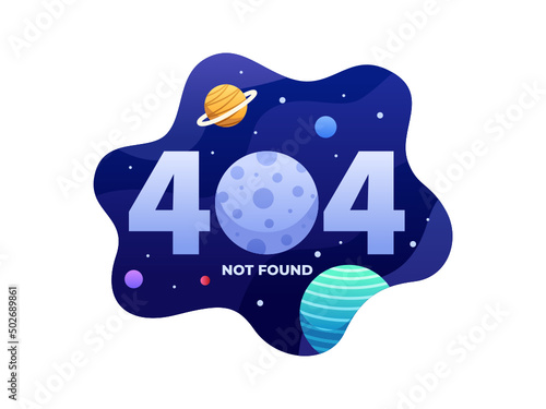 Illustration Website Error Page 404 Not Found In Cosmos Space with Planet. Lost in space. Website 404 Error Code Illustration.
Can be used for Website, Landing page, blog, animation, UI/UX, Etc
