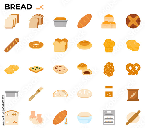 bread and baking icon set.