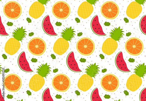 orange, pineapple and watermelon fruit pattern