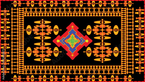Ethic fabric carpet ornament native textile. Irate tribal seamless pattern. Geometric tranditional vector illustrations. Embroidery style.