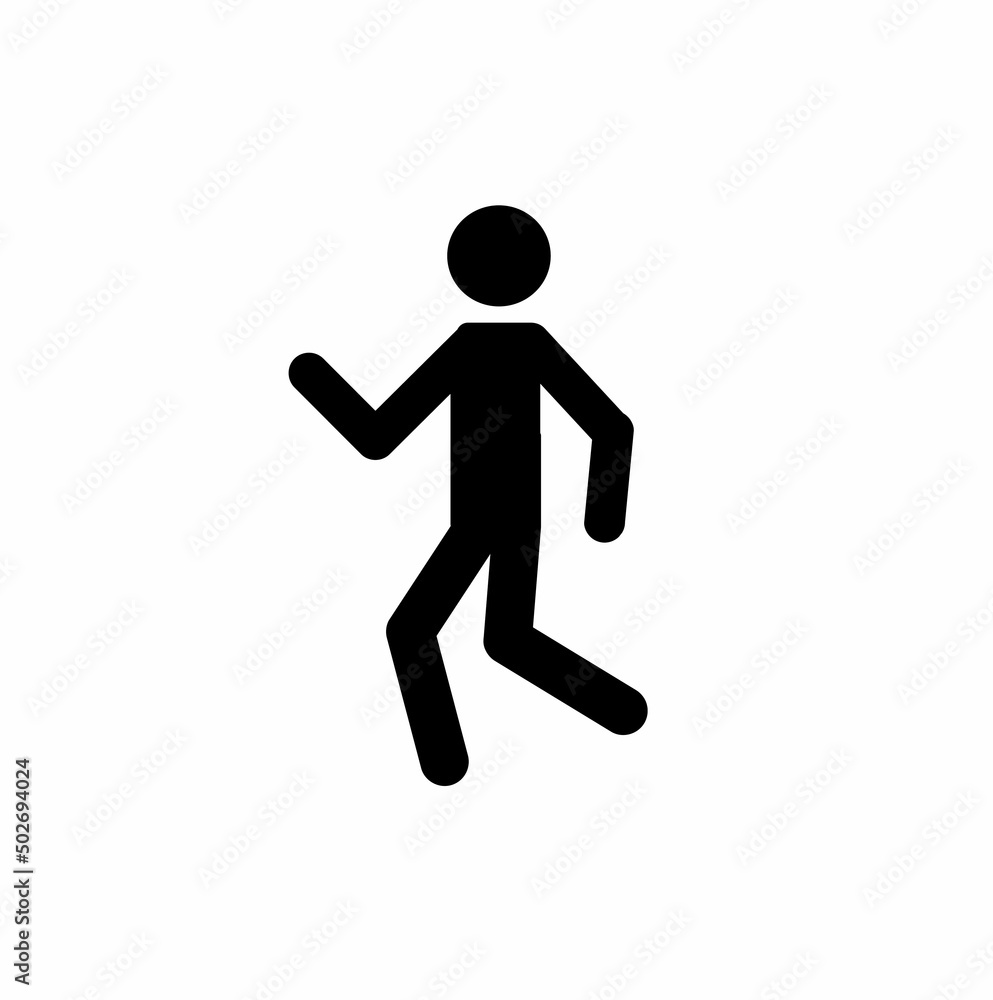 man walking icon, stick man figure walking, icon isolated on white background, flat design style
