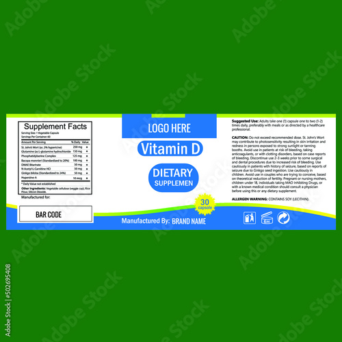 Supplement label, Package template design, Label design, 
