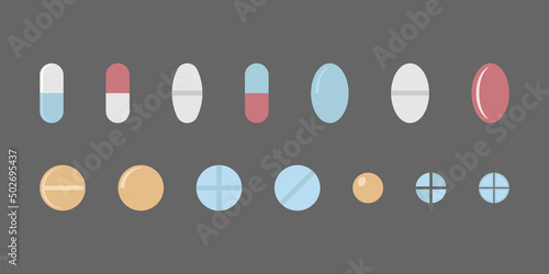 A set of tablets of different colors shape and size
