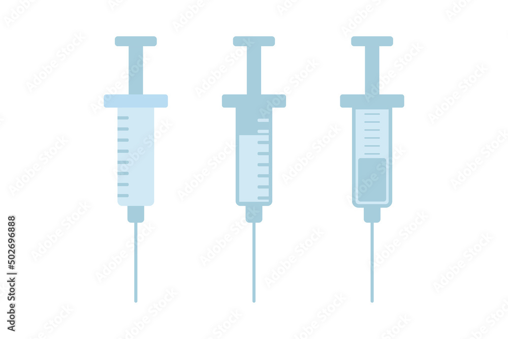 Set of three syringes on a white background Set of three syringes on a white background