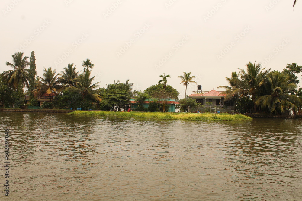 Alleppey Back Waters in Kerala, India. Houseboat trips with family