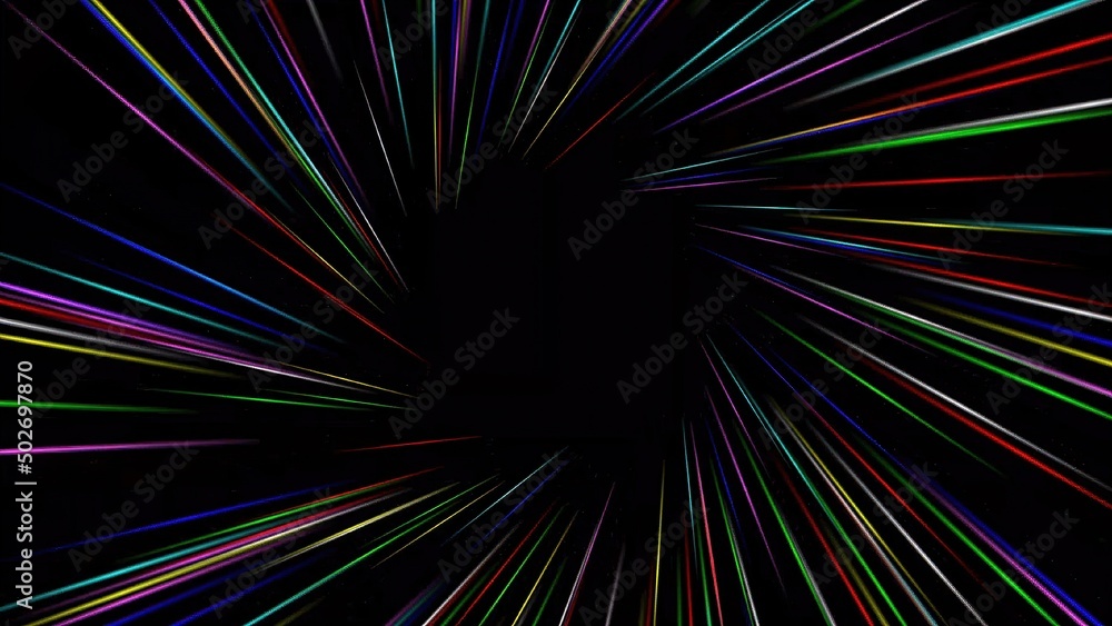 Colorful spiral light rays on plain black background Colorful spiral light rays on plain black background