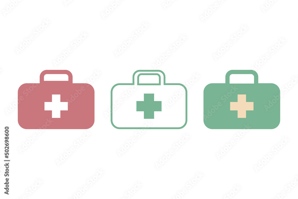 Obraz premium Set of three containers of first aid kits