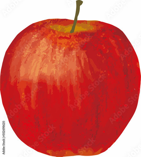 apple　りんご　林檎　果物　フルーツ　手描き　水彩　油絵　かわいい　おしゃれ　イラスト素材