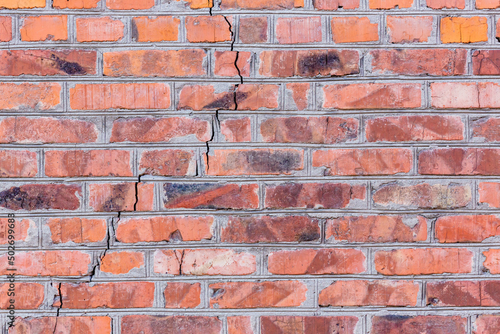 Obraz premium Old brick wall with red brick, brick background