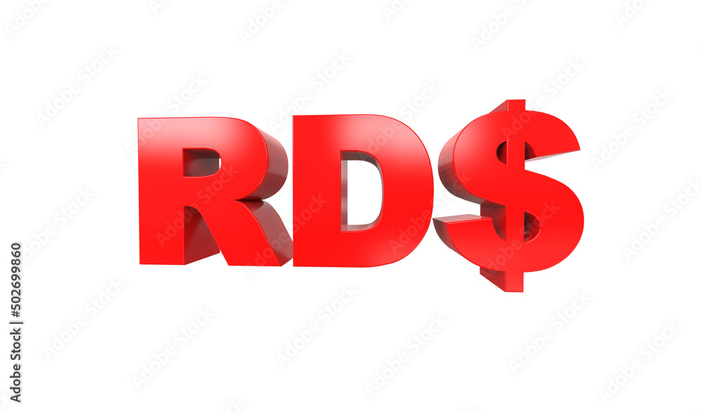 Dominican peso currency symbol of Dominican Republic in Red - 3d rendering, 3d illustration Dominican peso currency symbol of Dominican Republic in Red - 3d rendering, 3d illustration