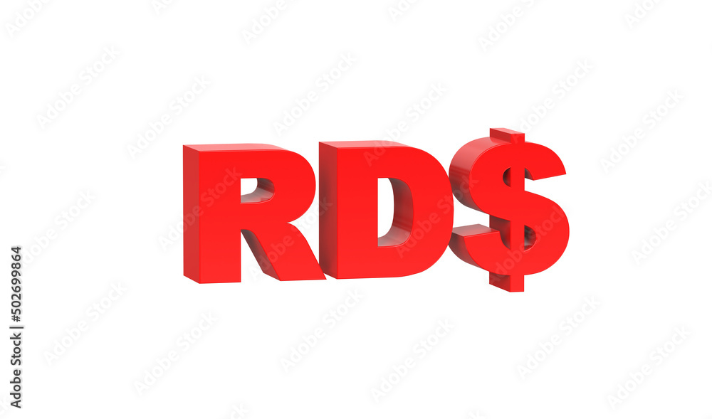 Dominican peso currency symbol of Dominican Republic in Red - 3d rendering, 3d illustration Dominican peso currency symbol of Dominican Republic in Red - 3d rendering, 3d illustration