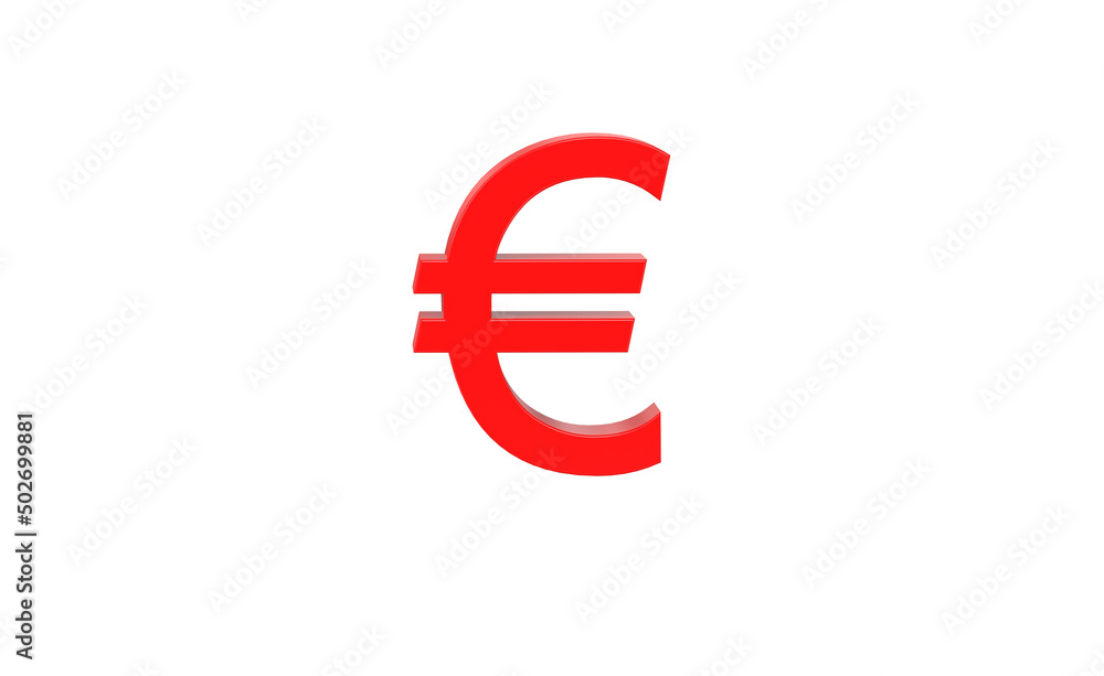 Euro currency symbol of European union in Red - 3d rendering, 3d illustration Euro currency symbol of European union in Red - 3d rendering, 3d illustration