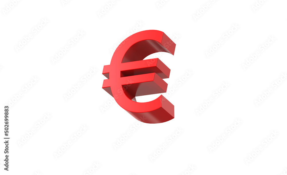 Euro currency symbol of European union in Red - 3d rendering, 3d illustration Euro currency symbol of European union in Red - 3d rendering, 3d illustration