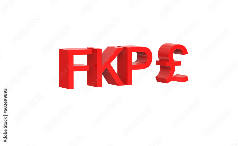 Falkland Islands Pound currency symbol of Falkland Islands in Red - 3d rendering, 3d illustration Falkland Islands Pound currency symbol of Falkland Islands in Red - 3d rendering, 3d illustration