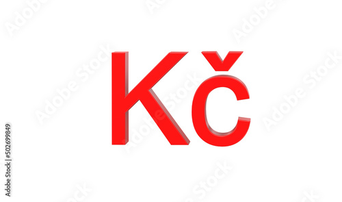 Free Download Czech koruna currency symbol of Czech republic in Red - 3d rendering, 3d illustration - GFXLoad