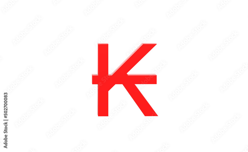 Laotian kip currency symbol of Laos in Red - 3d rendering, 3d illustration Laotian kip currency symbol of Laos in Red - 3d rendering, 3d illustration