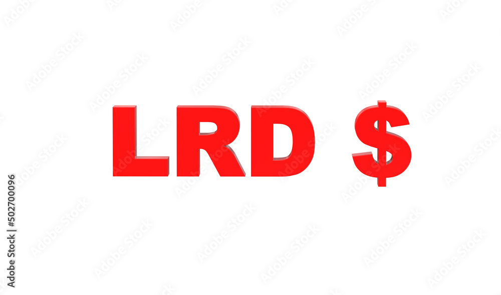Liberian dollar currency symbol of Liberia in Red - 3d rendering, 3d illustration Liberian dollar currency symbol of Liberia in Red - 3d rendering, 3d illustration
