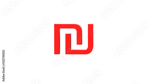Foto Israeli shekel currency symbol of Israel in Red - 3d rendering, 3d illustration