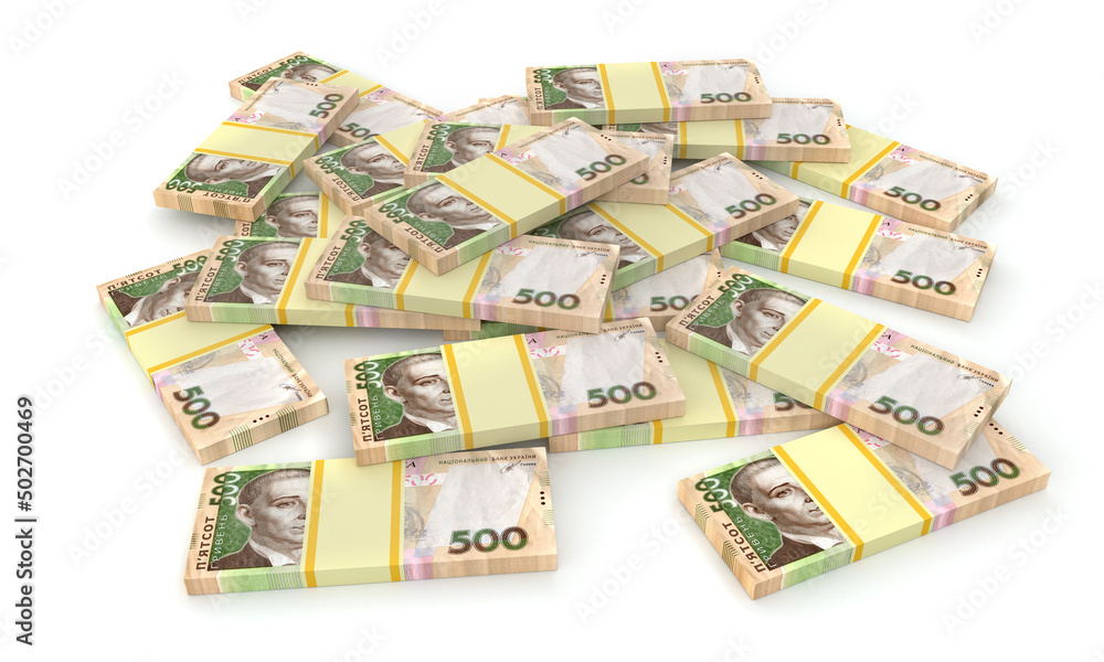 Stack of ukrainian money hryvnia (grivna, hryvna) with 500 banknotes Stack of ukrainian money hryvnia (grivna, hryvna) with 500 banknotes