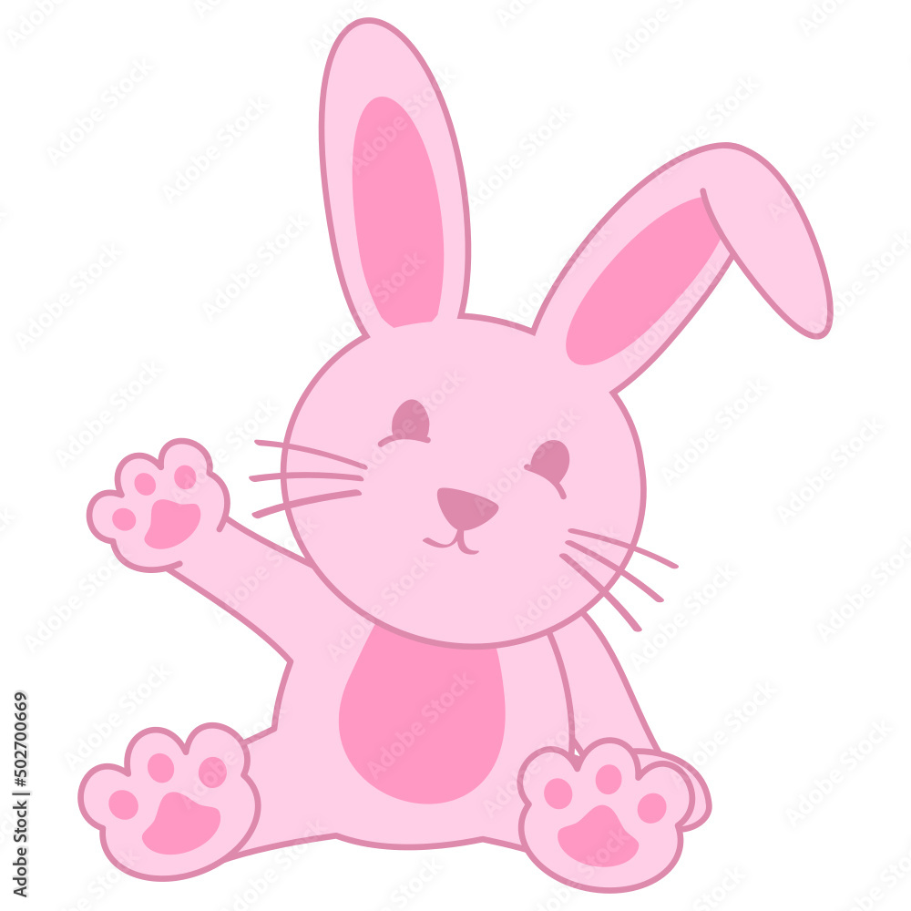 Fototapeta premium Cute sitting baby bunny cartoon illustration in vector format