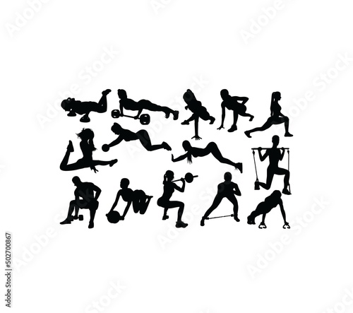  Fitness and Gym Activity Silhouettes, art vector design
