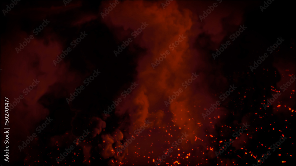 Dark war or battle actions bg with smoke sparks and fire - abstract 3D rendering Dark war or battle actions bg with smoke sparks and fire - abstract 3D rendering