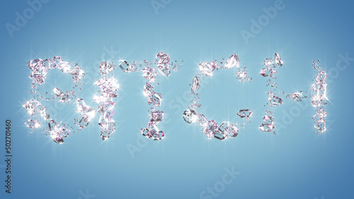 Fotografía bitch - diamond text on light blue backdrop - abstract 3D rendering