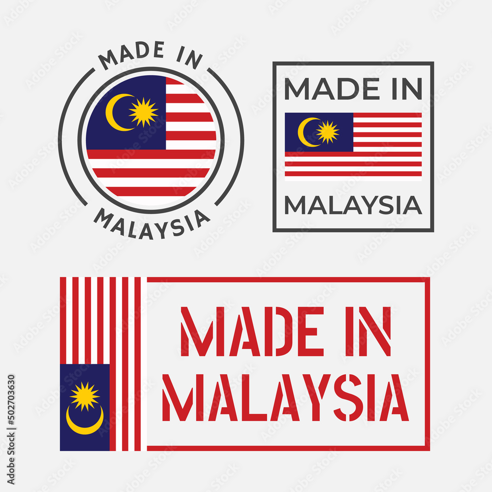 made in Malaysia icon set, product labels of Malaysia made in Malaysia icon set, product labels of Malaysia