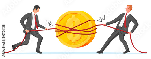 Two Businessman Pull of Coin.
